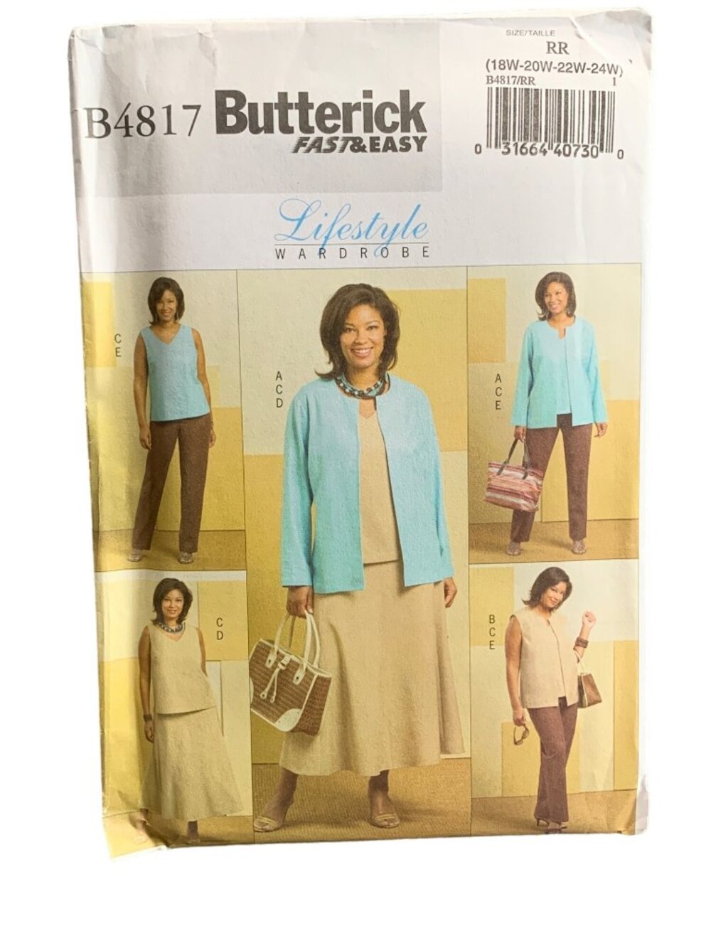 Butterick B4817 Women Jacket Skirt Shirt Pant Vest Pattern Size 18W 20W 22W 24W